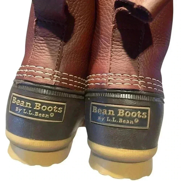 LL BEAN Woman’s Tan Bean Boots 7” Shaft Buffalo Check Fleece Lined Zip Front 7 - Picture 9 of 12